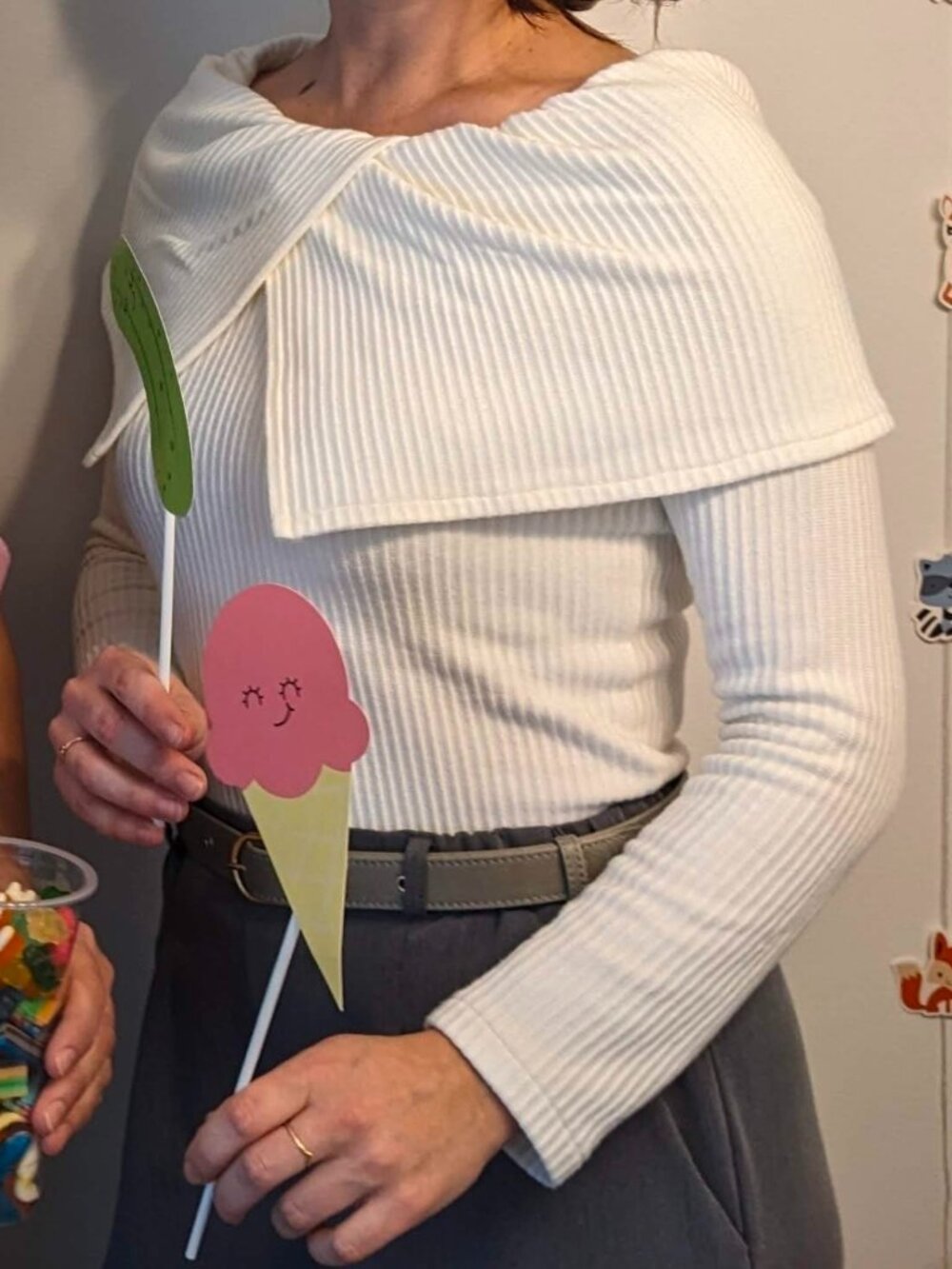 Mimz Ribbed Wide Neck Sweater